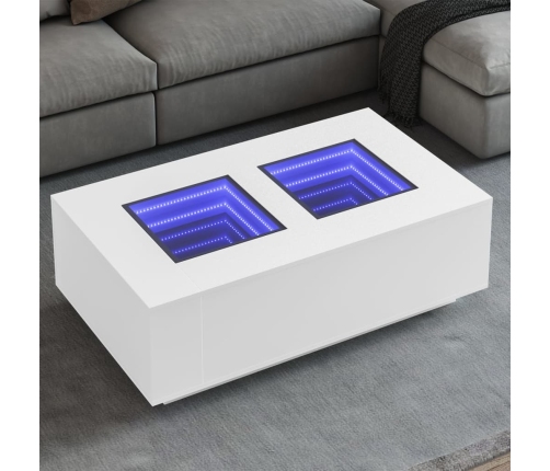 Mesa de centro con LED Infinity blanca 116x69x40 cm