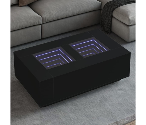 Mesa de centro con LED Infinity negra 116x69x40 cm