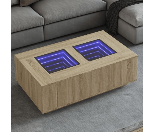 Mesa de centro con Infinity LED roble Sonoma 116x69x40 cm