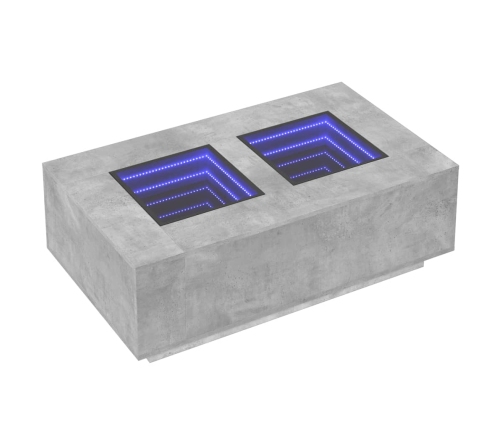 Mesa de centro con Infinity LED gris hormigón 116x69x40 cm