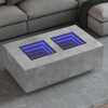 Mesa de centro con Infinity LED gris hormigón 116x69x40 cm