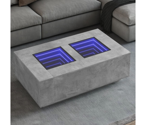 Mesa de centro con Infinity LED gris hormigón 116x69x40 cm