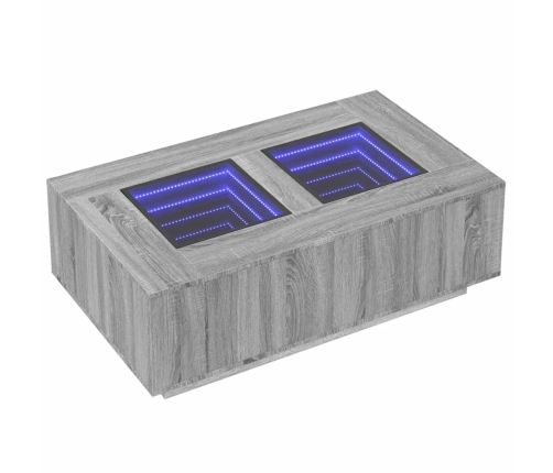 Mesa de centro con Infinity LED gris Sonoma 116x69x40 cm