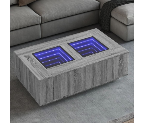 Mesa de centro con Infinity LED gris Sonoma 116x69x40 cm