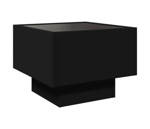 Mesita de noche con Infinity LED negro 40x40x30 cm