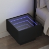 Mesita de noche con Infinity LED negro 40x40x30 cm