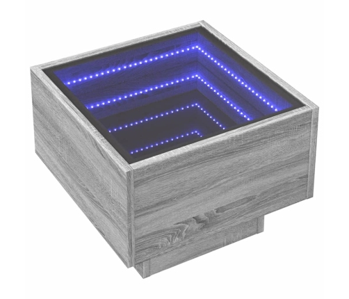 Mesa de centro con Infinity LED gris Sonoma 40x40x30 cm