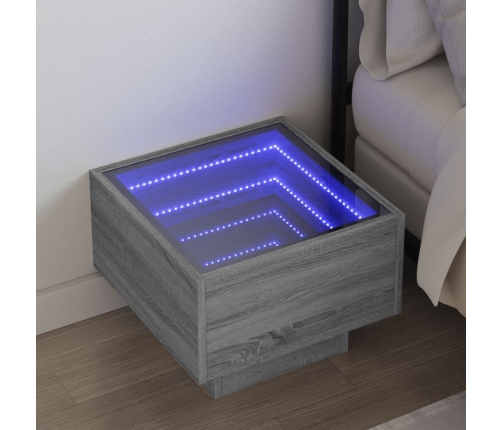 Mesa de centro con Infinity LED gris Sonoma 40x40x30 cm