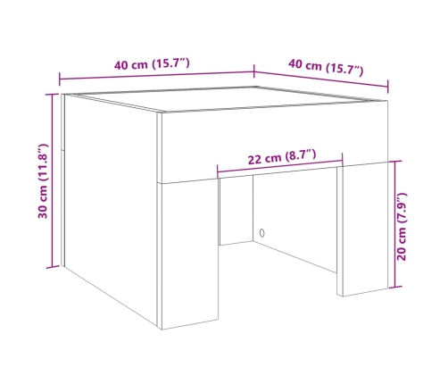 Mesita de noche con LED Infinity blanca 40x40x30 cm