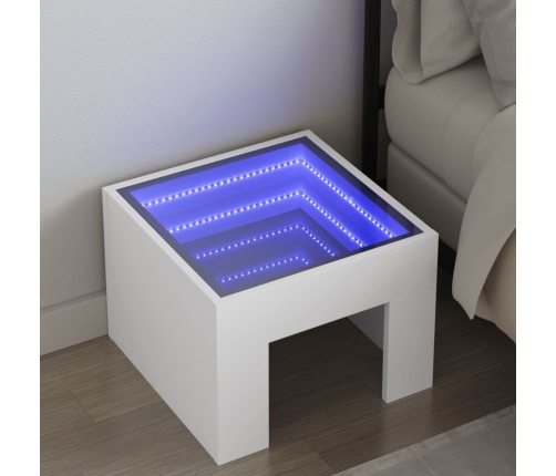 Mesita de noche con LED Infinity blanca 40x40x30 cm