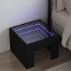 Mesita de noche con Infinity LED negro 40x40x30 cm