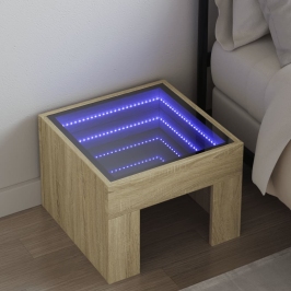 Mesita de noche con Infinity LED roble Sonoma 40x40x30 cm