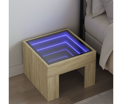 Mesita de noche con Infinity LED roble Sonoma 40x40x30 cm