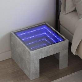 Mesita de noche con Infinity LED gris hormigón 40x40x30 cm