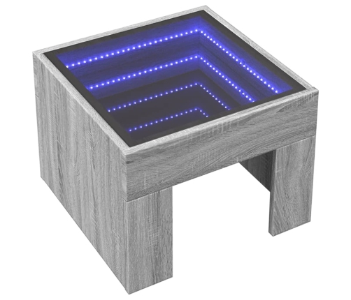 Mesa de centro con Infinity LED gris Sonoma 40x40x30 cm