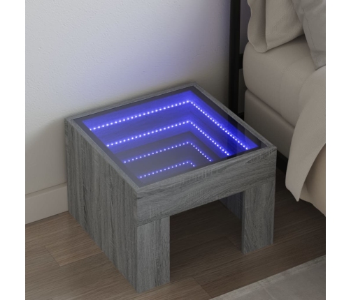 Mesa de centro con Infinity LED gris Sonoma 40x40x30 cm