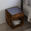 Mesita de noche con Infinity LED roble ahumado 40x40x50 cm