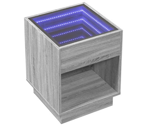 Mesa de centro con Infinity LED gris Sonoma 40x40x50 cm