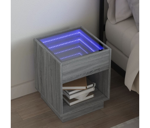 Mesa de centro con Infinity LED gris Sonoma 40x40x50 cm