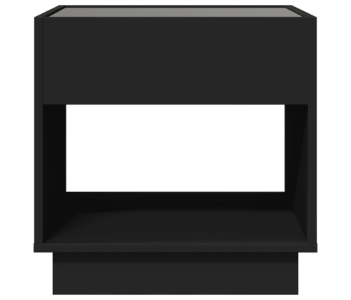 Mesita de noche con Infinity LED negra 50x50x50 cm