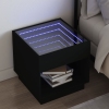 Mesita de noche con Infinity LED negra 50x50x50 cm