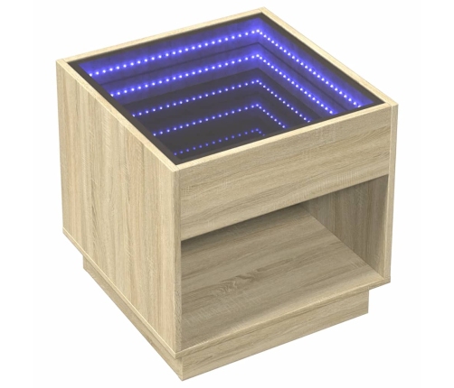 Mesita de noche con Infinity LED roble Sonoma 50x50x50 cm