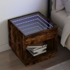 Mesita de noche con Infinity LED roble ahumado 50x50x50 cm