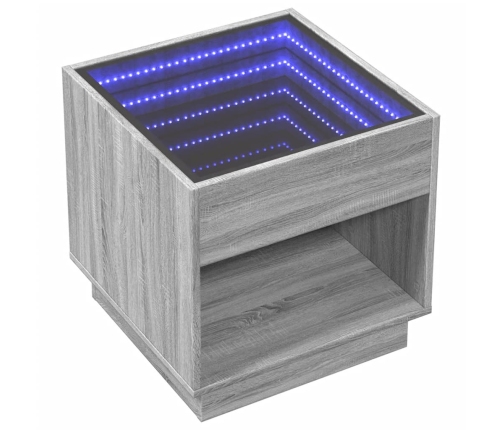 Mesa de centro con Infinity LED gris Sonoma 50x50x50 cm