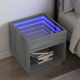 Mesa de centro con Infinity LED gris Sonoma 50x50x50 cm