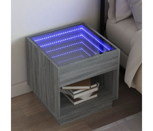 Mesa de centro con Infinity LED gris Sonoma 50x50x50 cm