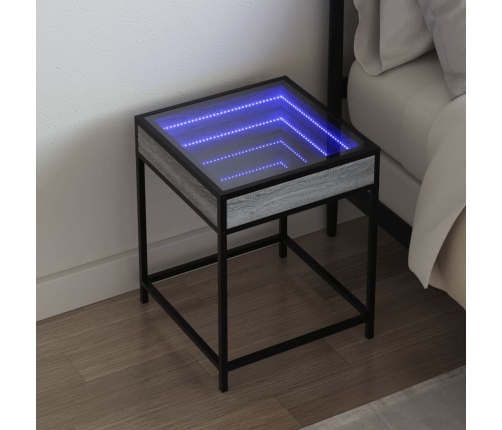 Mesa de centro con Infinity LED gris Sonoma 40x40x51 cm