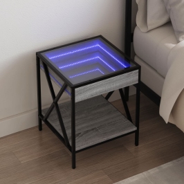 Mesa de centro con Infinity LED gris Sonoma 40x40x49 cm