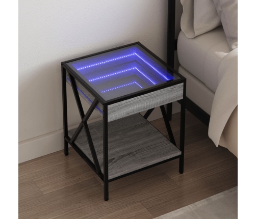 Mesa de centro con Infinity LED gris Sonoma 40x40x49 cm