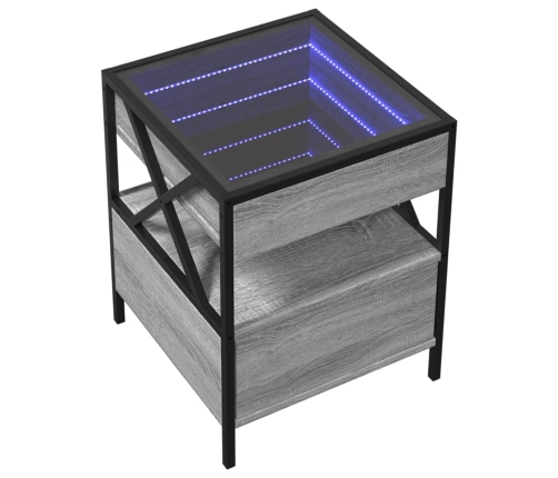 Mesa de centro con Infinity LED gris Sonoma 40x40x51 cm