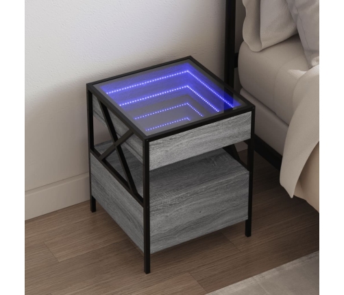 Mesa de centro con Infinity LED gris Sonoma 40x40x51 cm