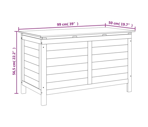 Baúl para cojines de jardín madera maciza abeto 99x50x56,5 cm