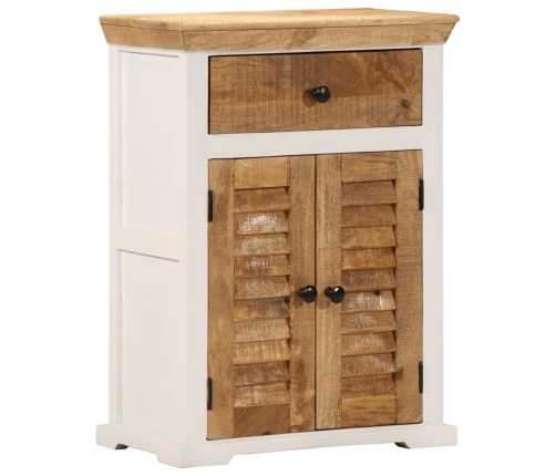 Aparador madera maciza mango rugosa blanco marrón 55x30x73 cm