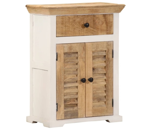 Aparador madera maciza mango rugosa blanco marrón 55x30x73 cm