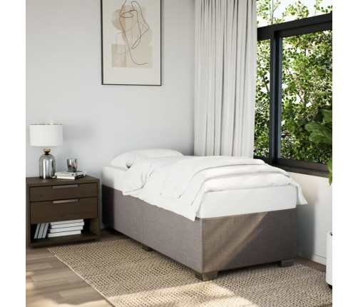 Estructura de cama sin colchón tela gris taupe 80x200 cm