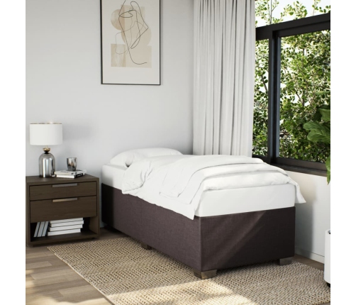 Estructura de cama sin colchón tela marrón oscuro 90x190 cm