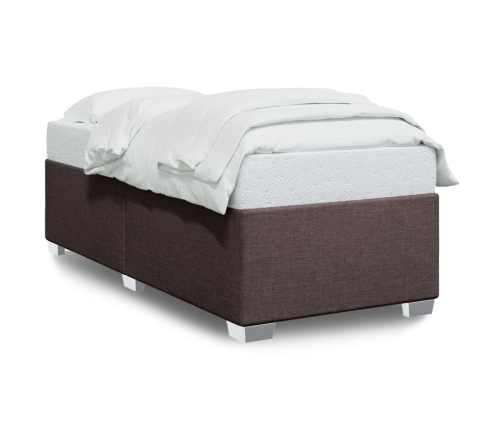 Estructura de cama sin colchón tela marrón oscuro 90x190 cm