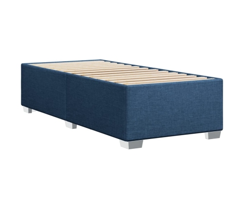 Estructura de cama sin colchón tela azul 90x190 cm