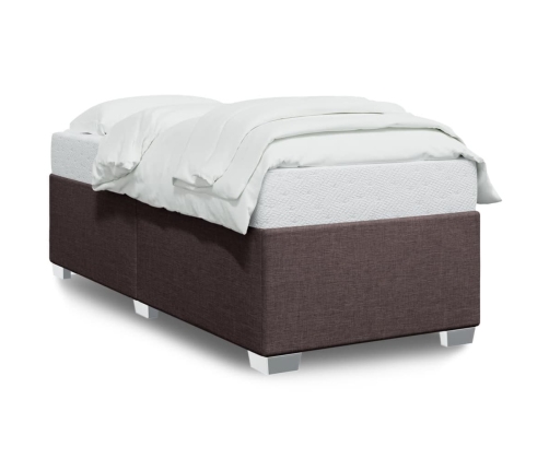 Estructura de cama sin colchón tela marrón oscuro 90x200 cm