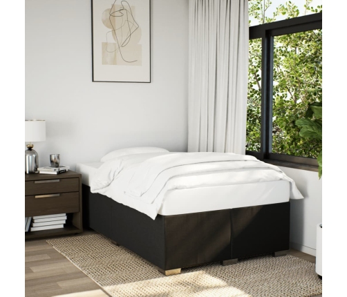 Estructura de cama sin colchón tela negro 120x200 cm