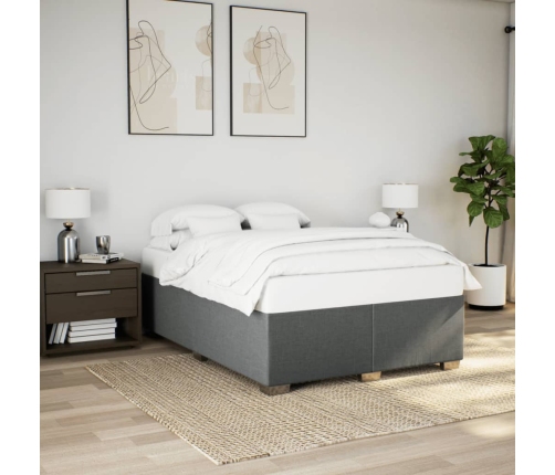 Cama sin colchón tela gris oscuro 140x190 cm