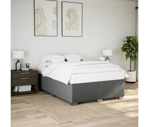 Estructura de cama sin colchón tela gris oscuro 140x200 cm