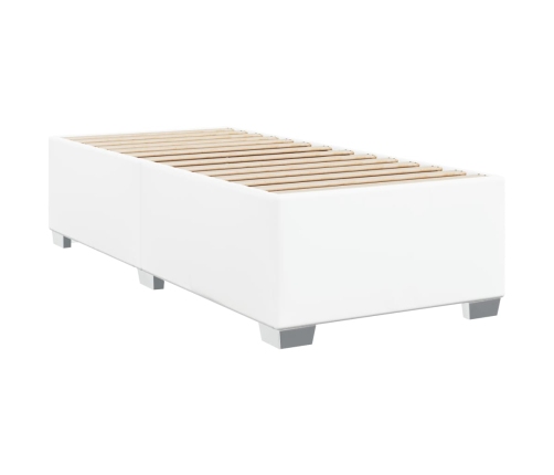 Estructura de cama sin colchón cuero sintético blanco 90x190 cm