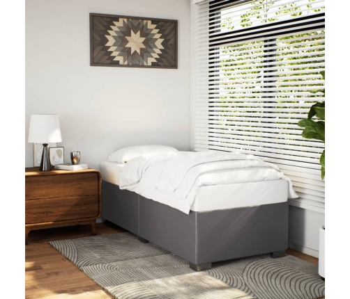 Estructura de cama sin colchón cuero sintético gris 90x200 cm