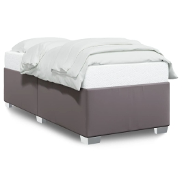 Estructura de cama sin colchón cuero sintético gris 90x200 cm