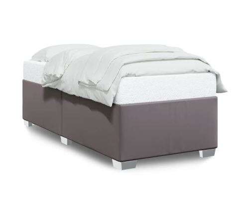 Estructura de cama sin colchón cuero sintético gris 90x200 cm